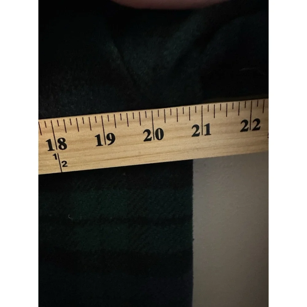 Vintage Men's L.L.Bean Size Sm‎ Tall Wool Duffle Coat Navy Green Plaid USA EUC